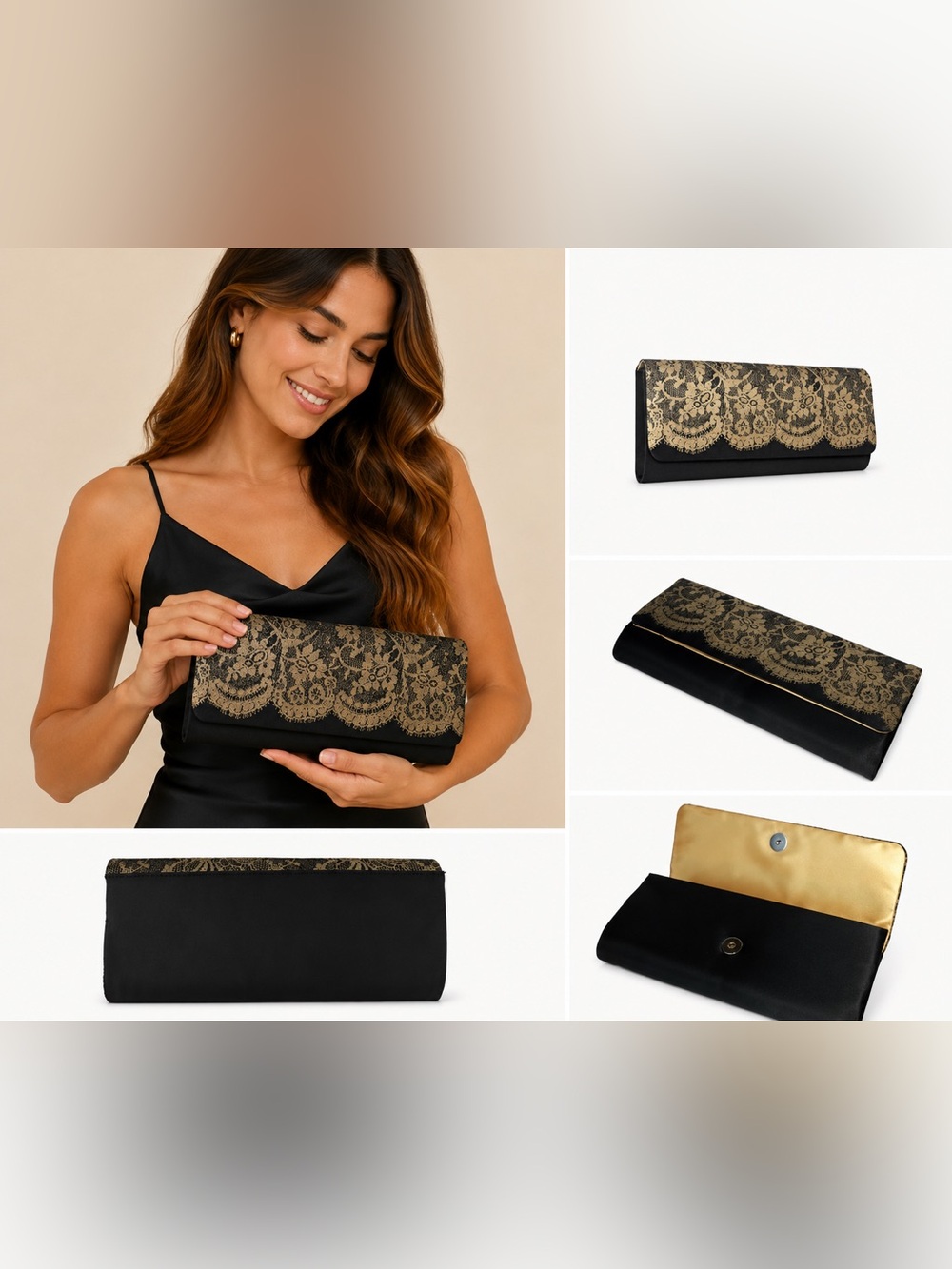 AVON ULTIMATE CLUTCH - BLACK/GOLD (NEW WITH TAGS)